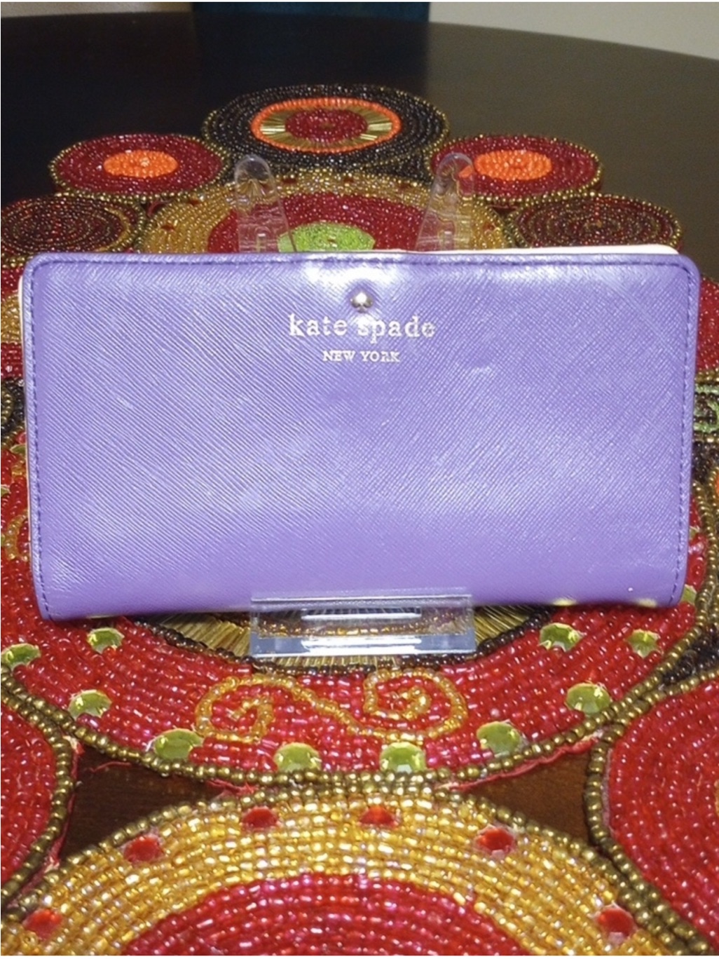 Kate Spade Leather Slim Purple Wallet